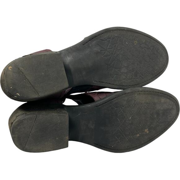 Not Rated Ankle Booties Womens 9 Burgundy Cutout Faux Leather Whimisgoth - Picture 12 of 15